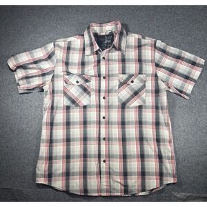 Blue Crown Men's Short Sleeve Plaid Button Down Shirt, Size XL